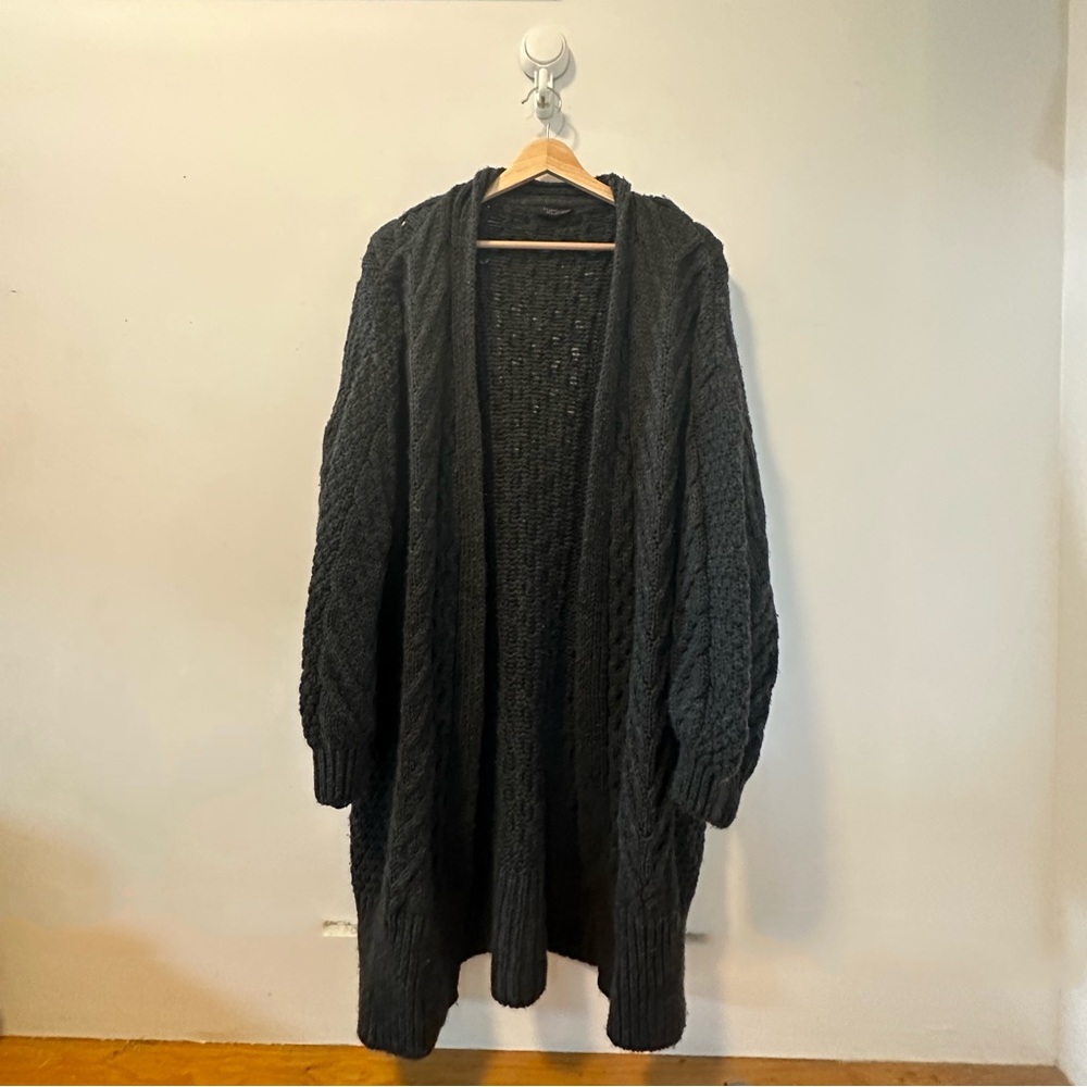 Topshop Long Open Front Knit Cardi Gray Sweater